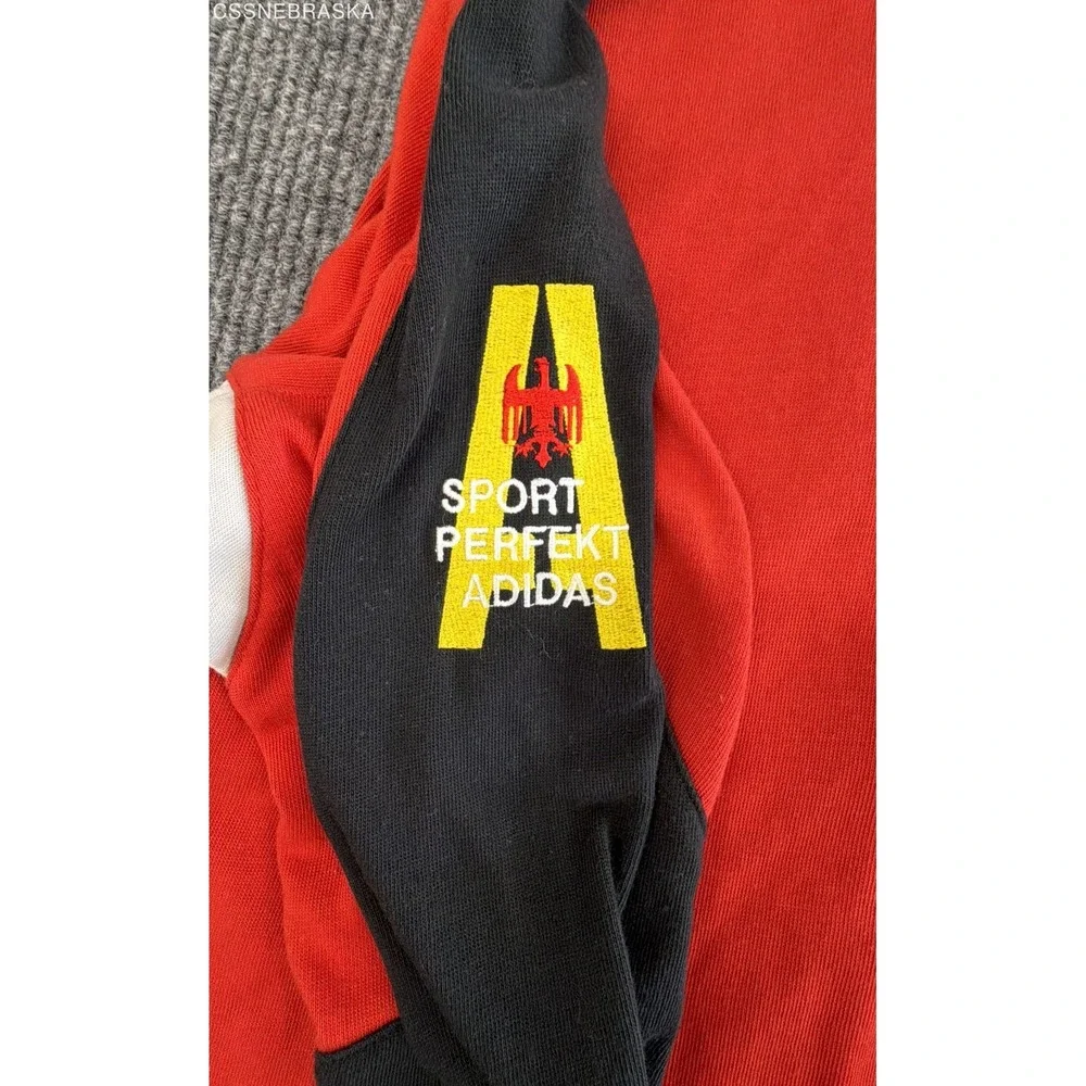 Vintage 80s Adidas Germany Fortschritt Neue Welle Sport Sweatshirt Red Black XL